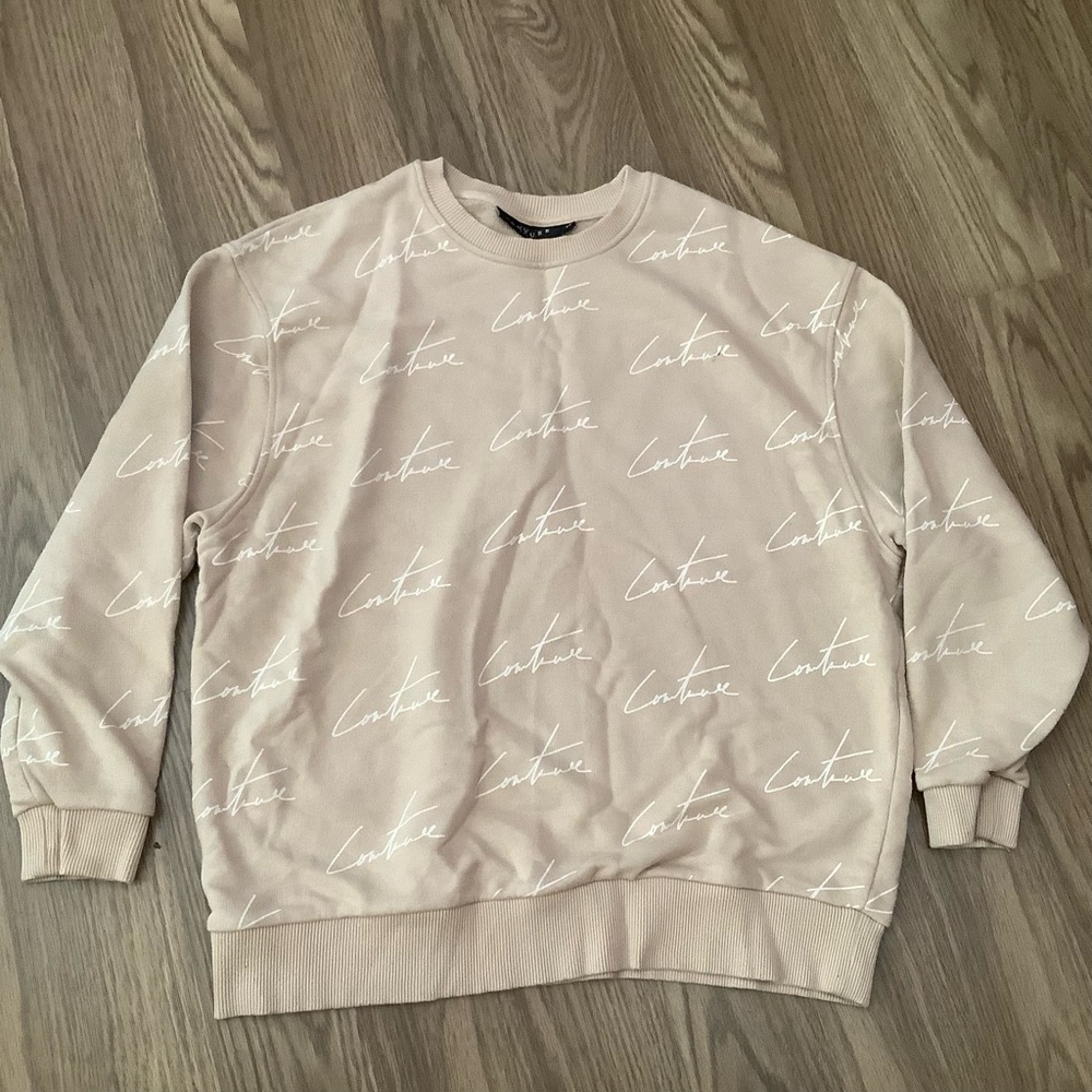 THE COUTURE CLUB Allover Logo Sweatshirt Women’s Size XS Dusty Pink